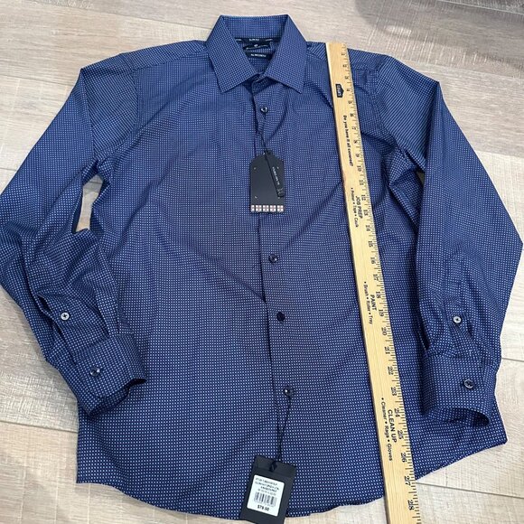 BEN SHERMAN MENS BLUE AND PURPLE LONG SLEEVE BUTTON SHIRT NEW SLIM FIT 15/15 1/2 - Picture 4 of 11